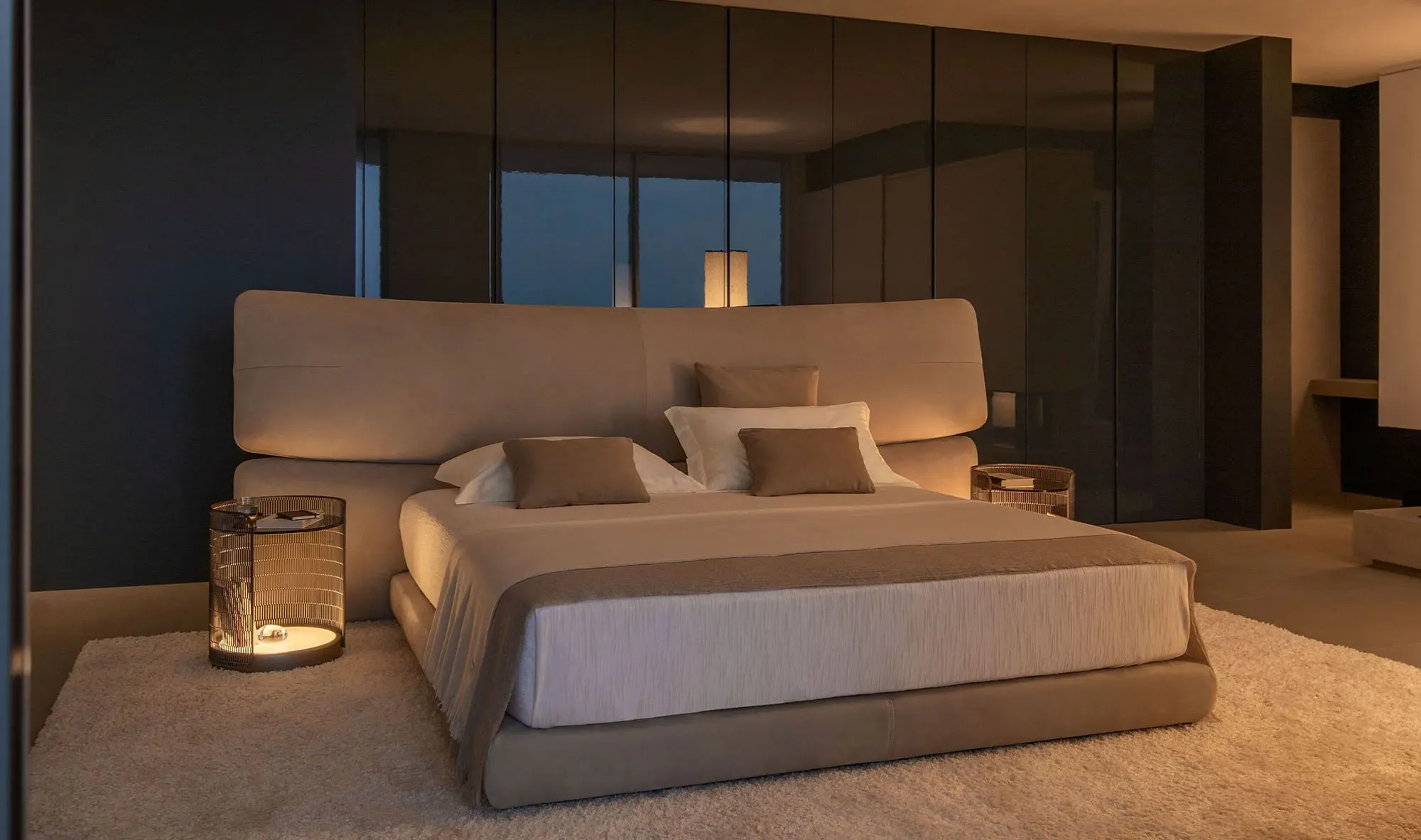 YUNA by Flou – upholstered headboard leather double bed